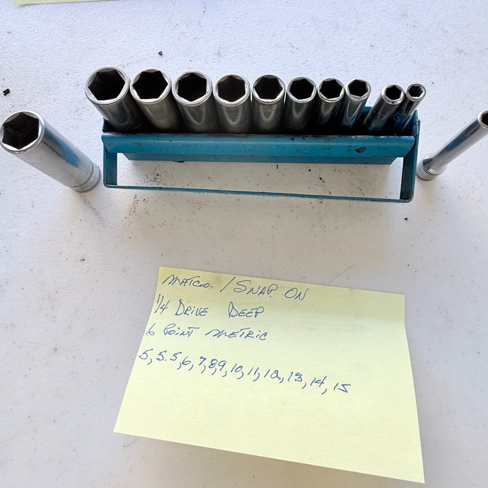 Matco Snap-on 1/4 Drive Deep Socket Set 6 Point Metric 5mm-15mm 12pc Mixed Set